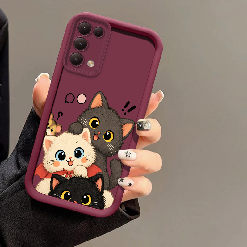 Realme Note 50 - Casing Telepon Bertema Kucing Bertumpuk untuk